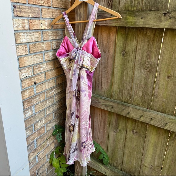 Donna Ricco 100% Silk Pink and Purple Floral Dress - Picture 2 of 4